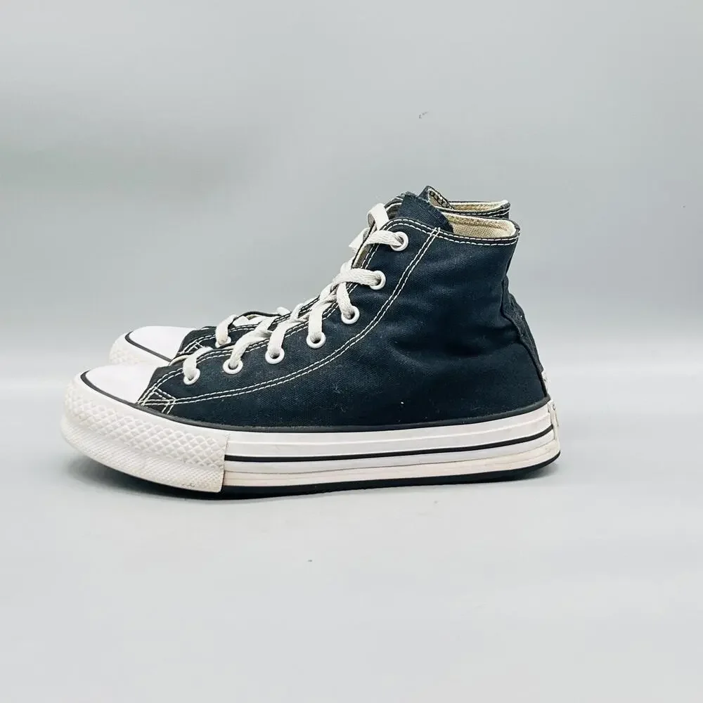 Converse Shoes Girls Boys 5 Black Canvas Chuck Taylor All Star High Top Sneakers
